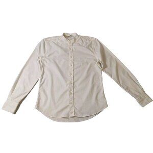 SuitSupply Shirt 38/15 Mens White Egyptian Cotton Extra Slim Fit Band Collar